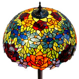 Gorgeous 18 inches wide "Garden Of Roses" Stained Glass Tiffany Floor Lamp