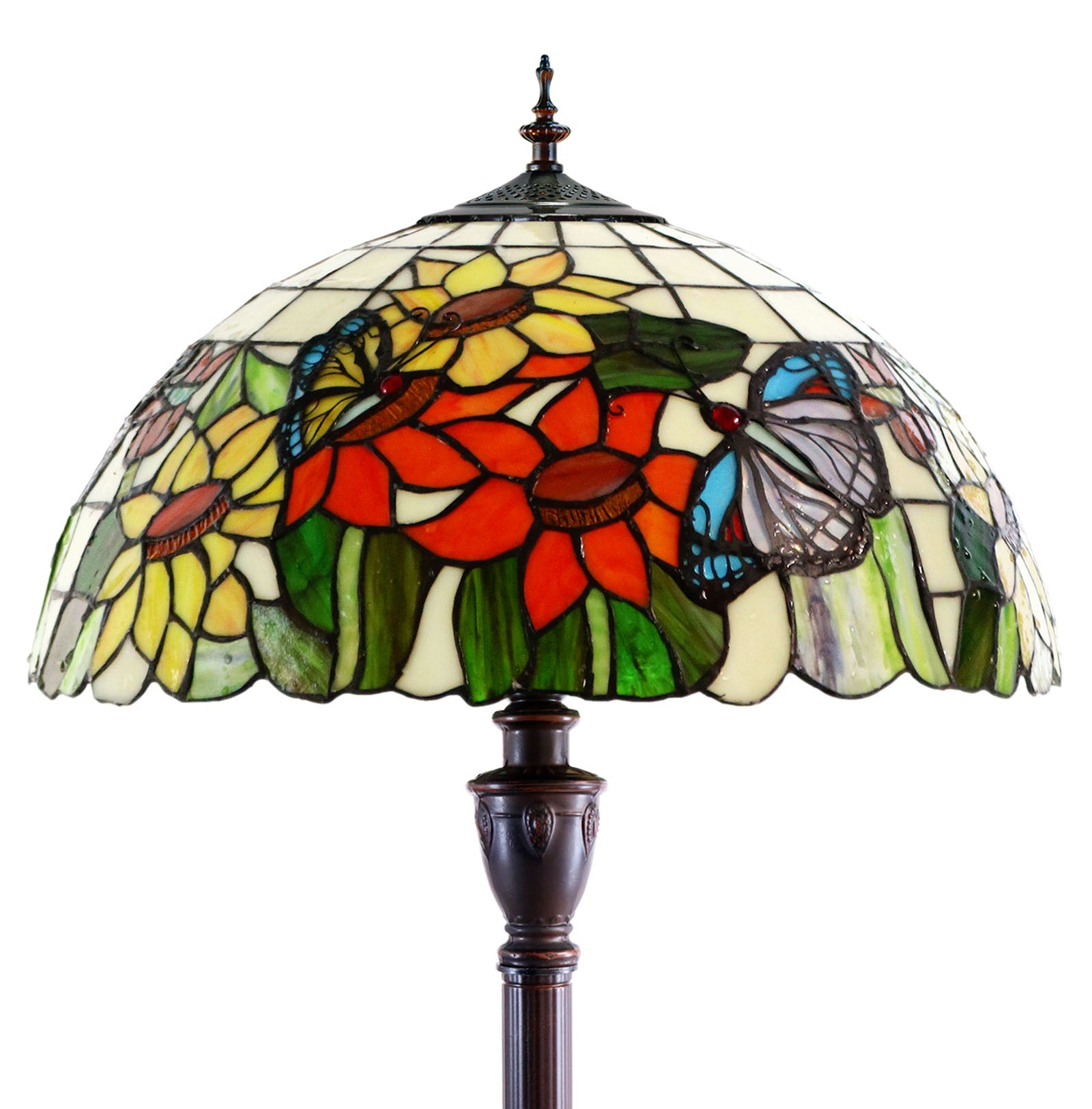 18" SunFlower Butterfly Tiffany Floor Lamp