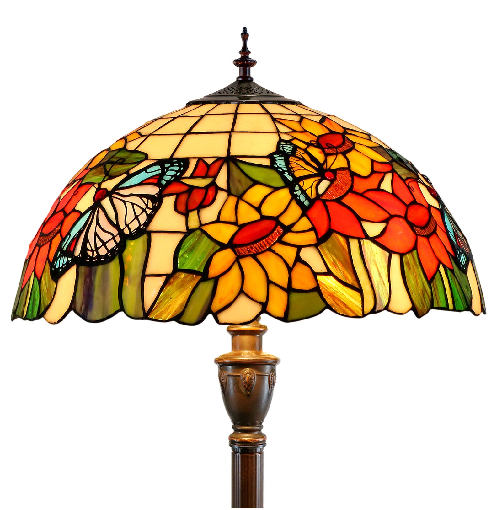 18" SunFlower Butterfly Tiffany Floor Lamp