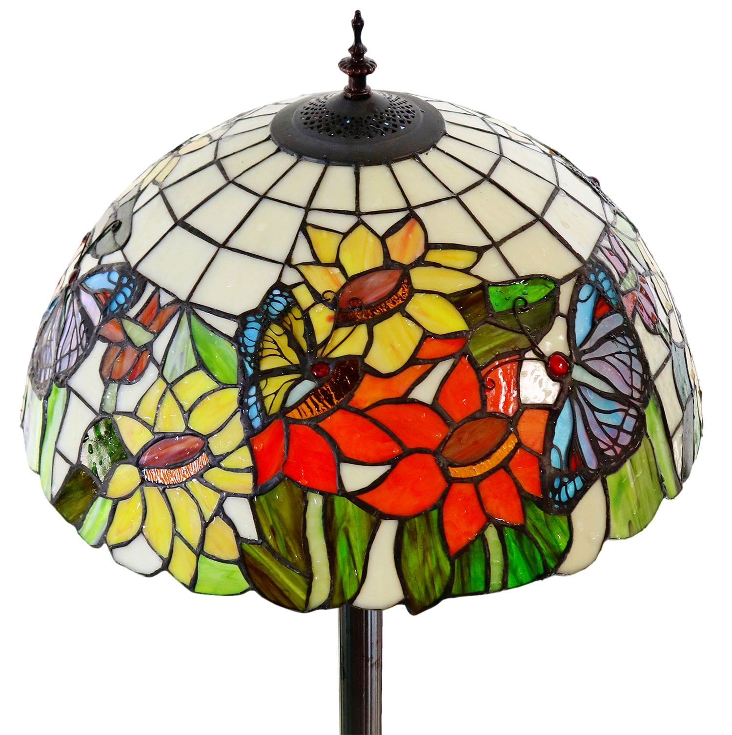 18" SunFlower Butterfly Tiffany Floor Lamp