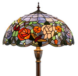 18" Hummingbird Flower  Stained Glass Tiffany Floor Lamp