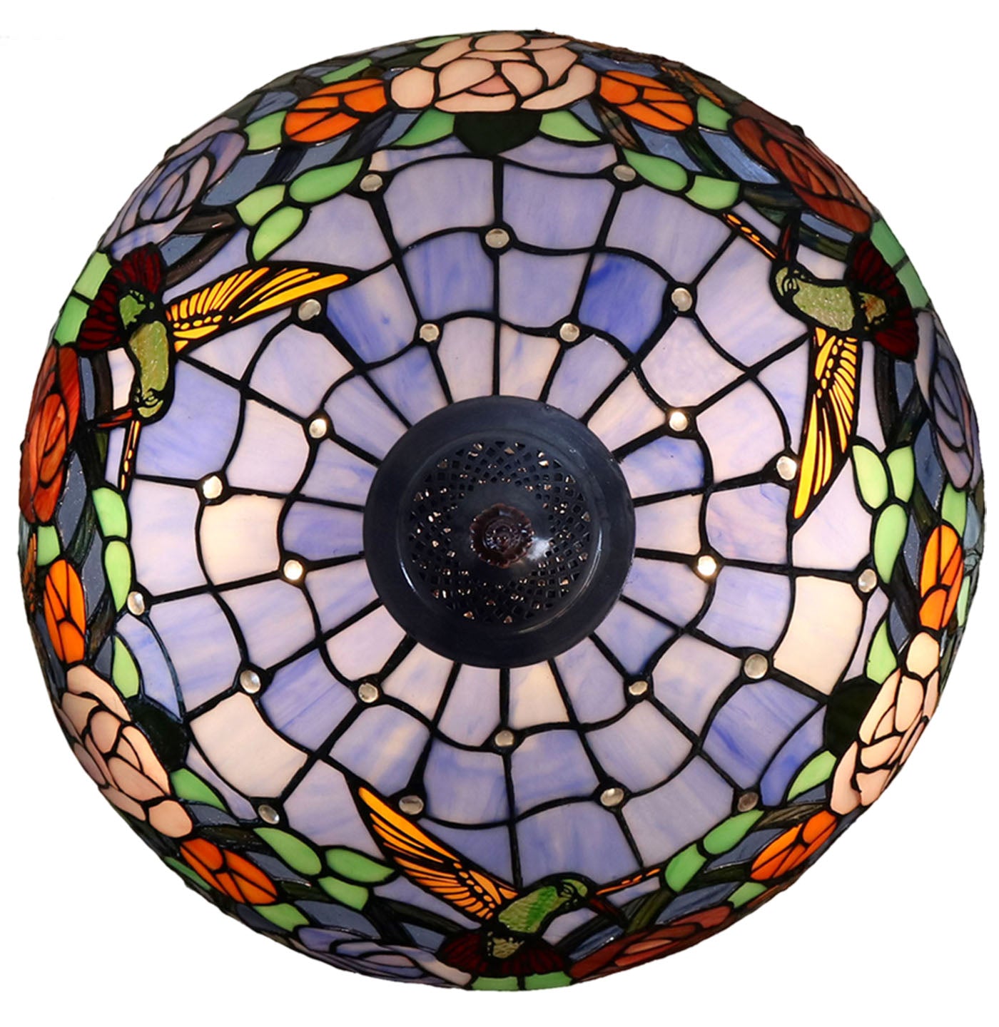 18" Hummingbird Flower  Stained Glass Tiffany Floor Lamp