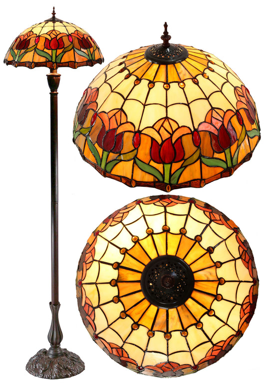 18" Colonial Tulip Style Leadlight Tiffany Floor Lamp