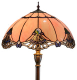 Huge 20" Lavender Pink Tiffany Style Stained Glass Floor Lamp