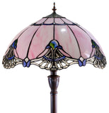 Huge 20" Lavender Pink Tiffany Style Stained Glass Floor Lamp