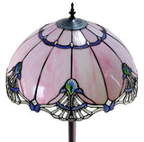 Huge 20" Lavender Pink Tiffany Style Stained Glass Floor Lamp