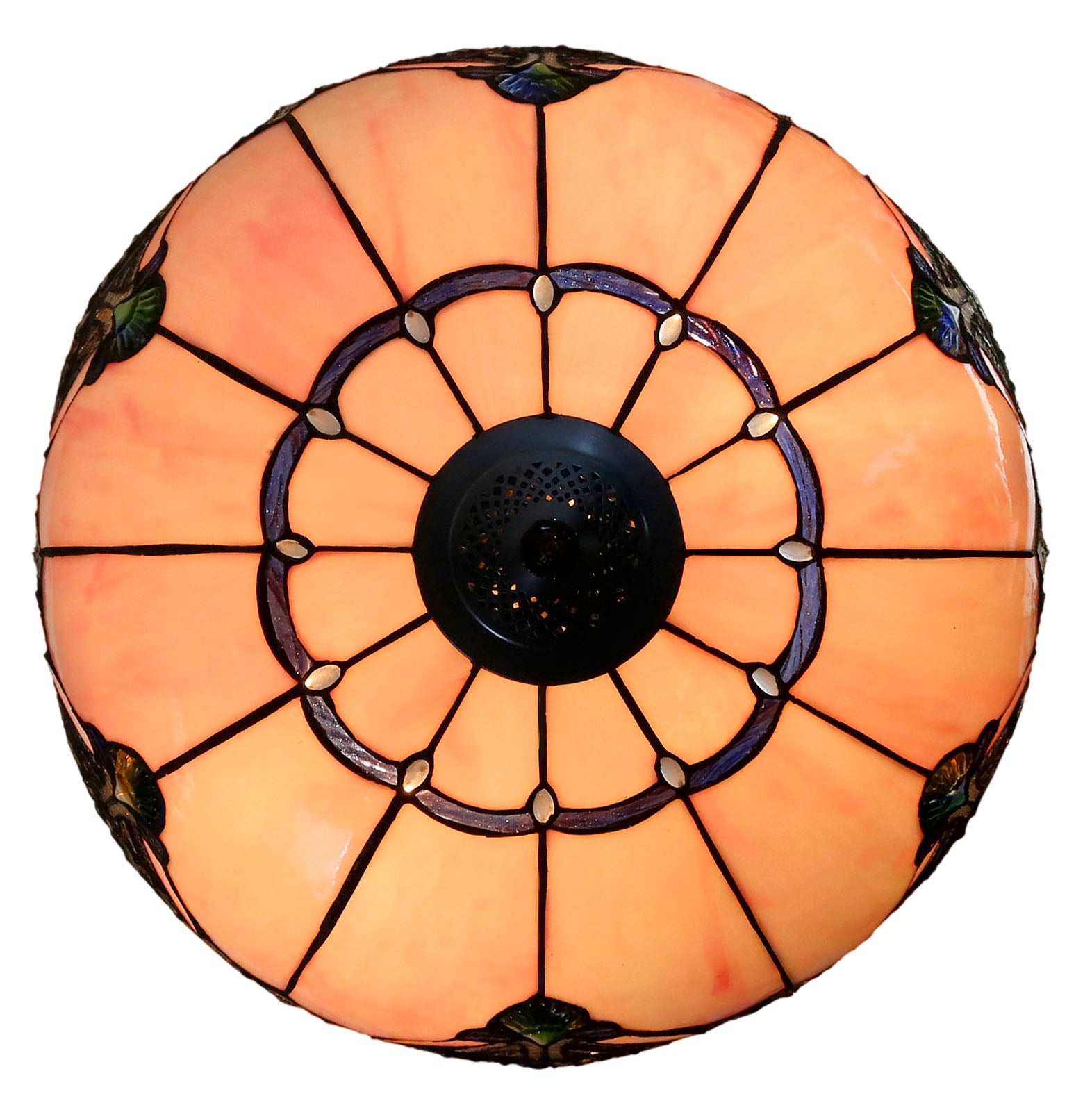Huge 20" Lavender Pink Tiffany Style Stained Glass Floor Lamp