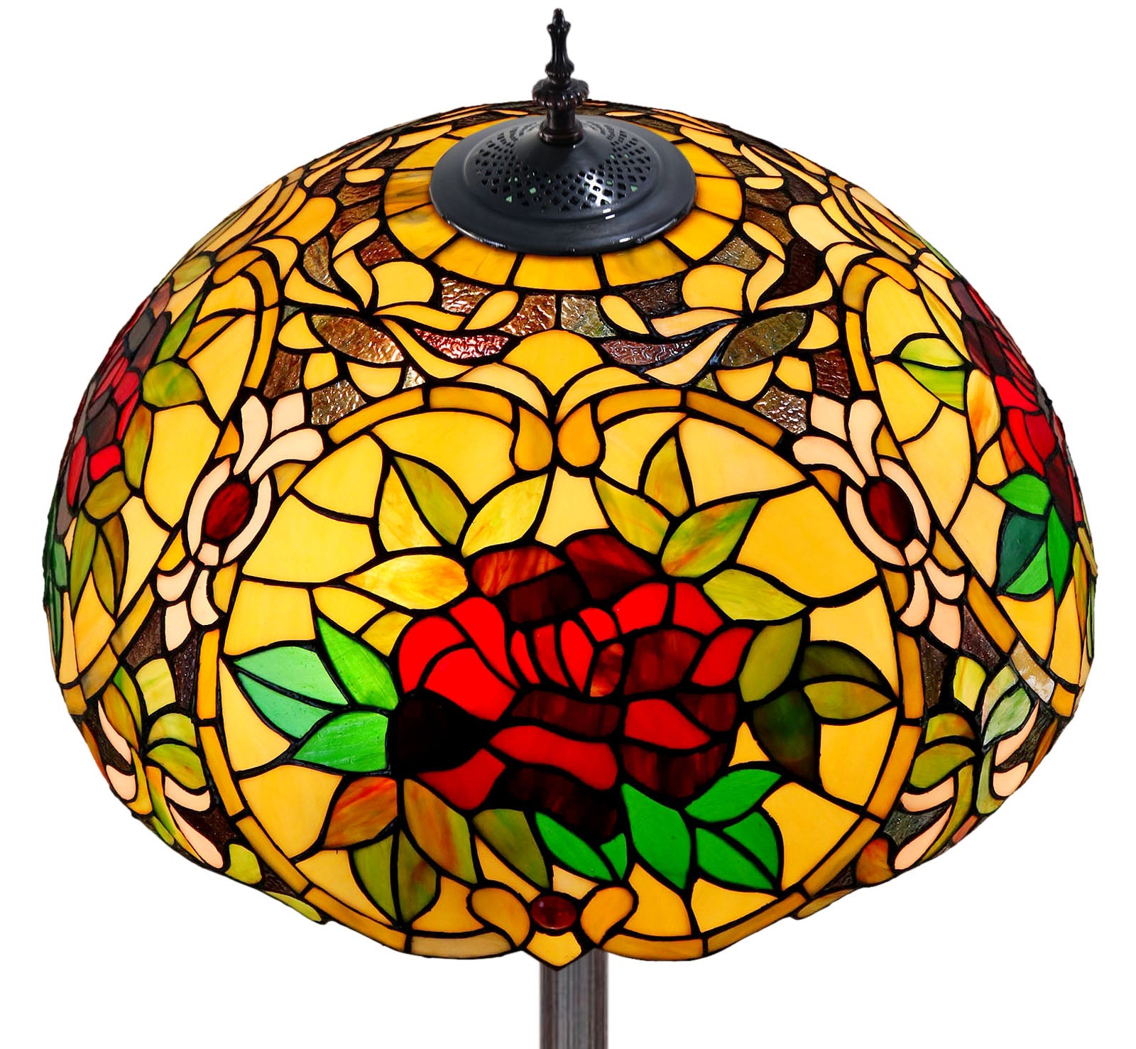 Huge 20" Red Camellia Style Leadlight Tiffany Floor Lamp