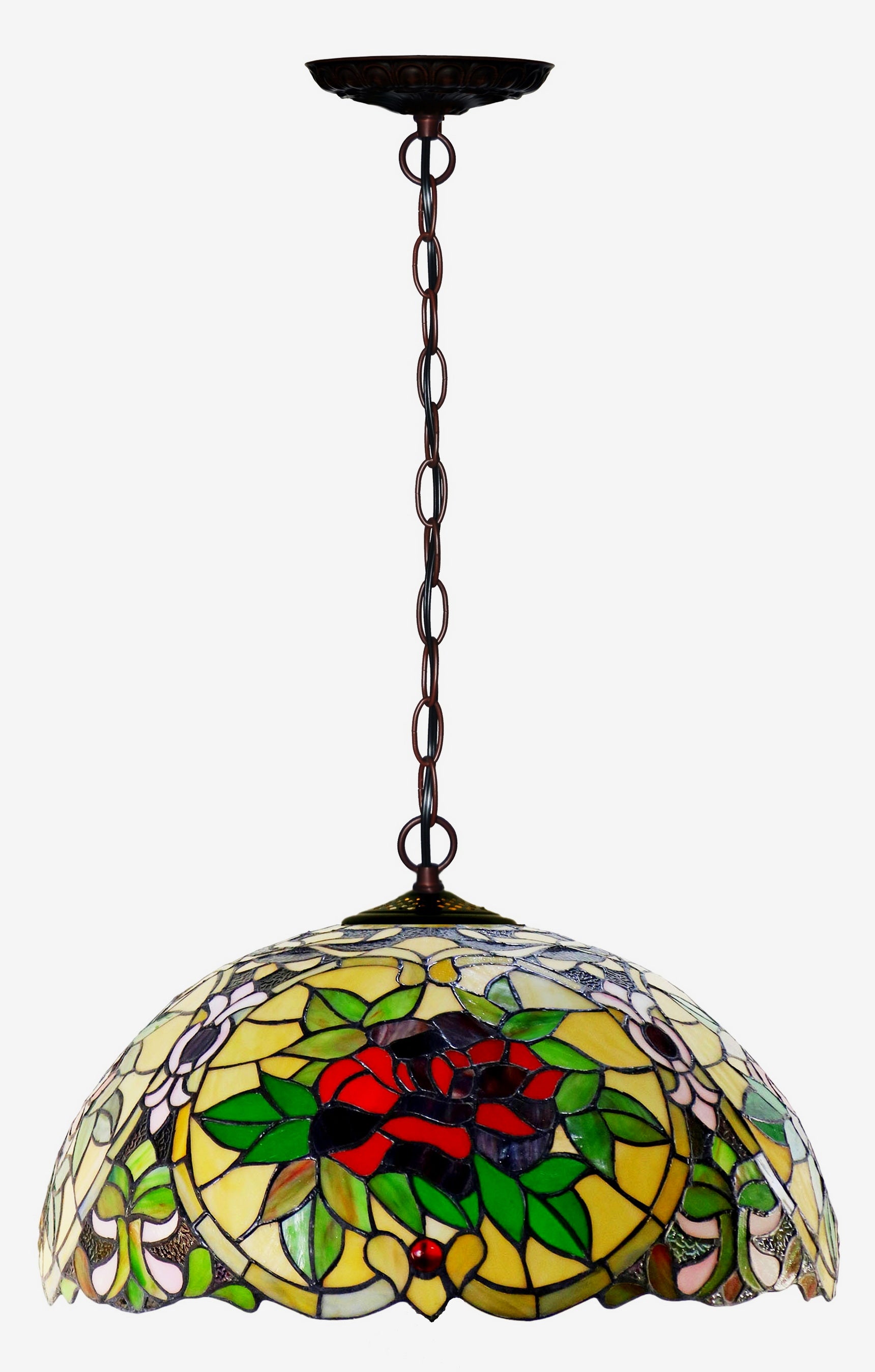 Large 20 " Red Camellia Style Leadlight Tiffany  Pendant Light Down light