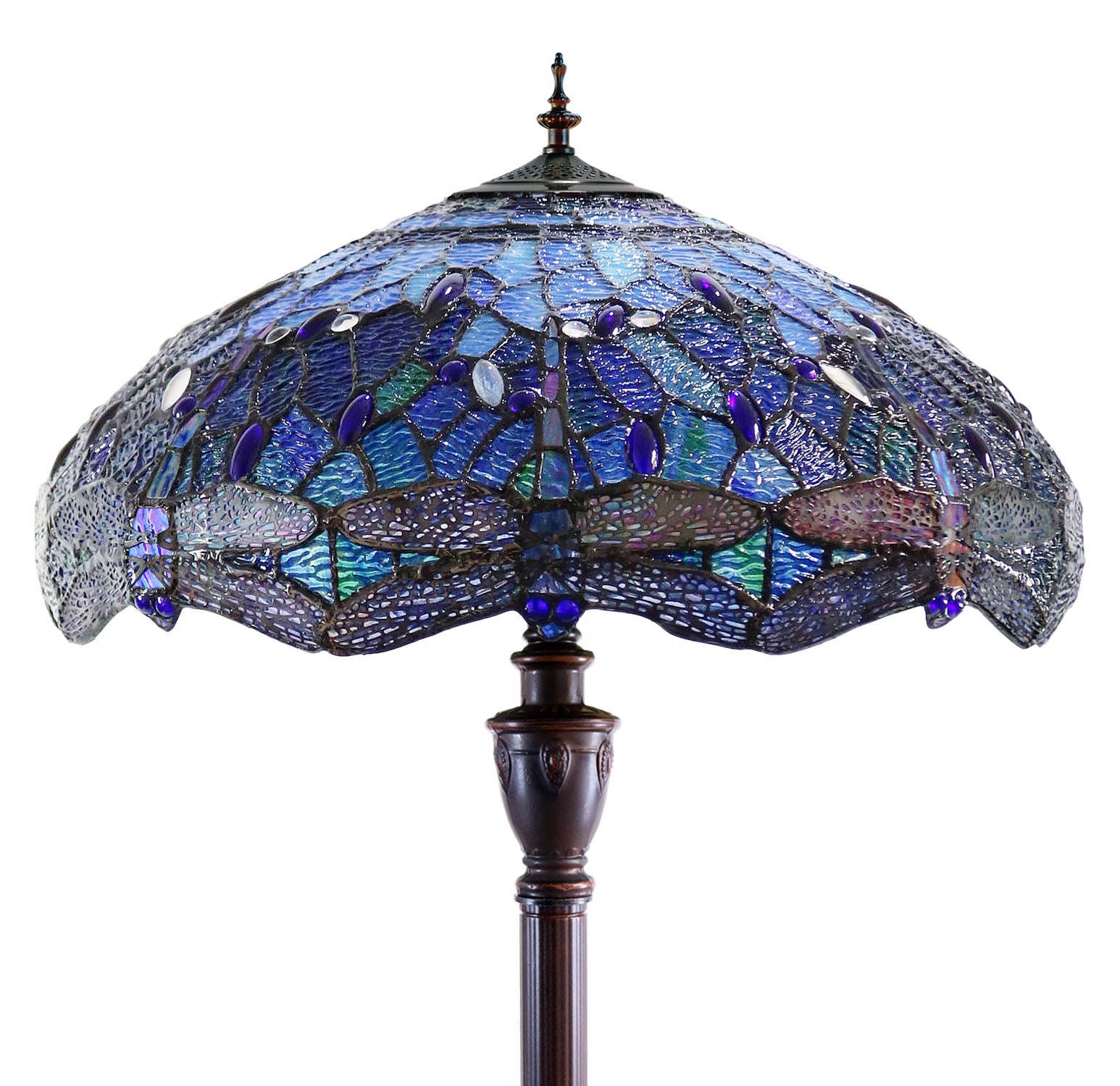 Huge 20" Blue Dragonfly Tiffany Floor Lamp