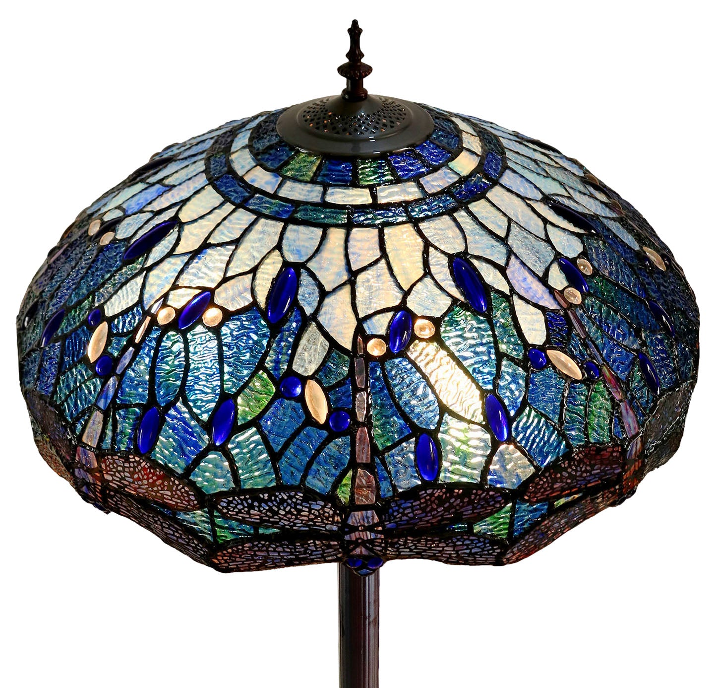 Huge 20" Blue Dragonfly Tiffany Floor Lamp