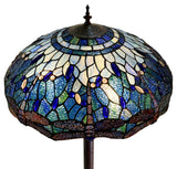 Huge 20" Blue Dragonfly Tiffany Floor Lamp