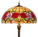 Huge 20" Red Rose Style Leadlight Tiffany Floor Lamp