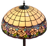Huge 20" Chandell Rose Tiffany Style Stained Glass Floor Lamp