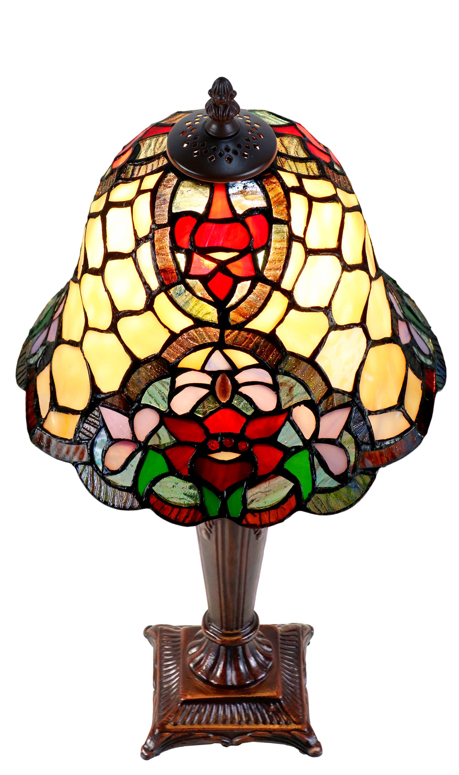 10"  Flower Poppy Tiffany Style Stained Glass Table Lamp
