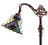 Red Camellia Style Leadlight Stained Glass Bridge Arm Tiffany  Floor Lamp