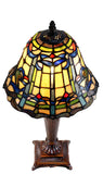 10"  Art Nouveau Dragonfly Pattern Tiffany Stained Glass Bedside Lamp
