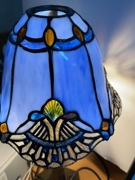 Baroque Accent Style Leadlight Stained Glass Bridge Arm Tiffany  Floor Lamp