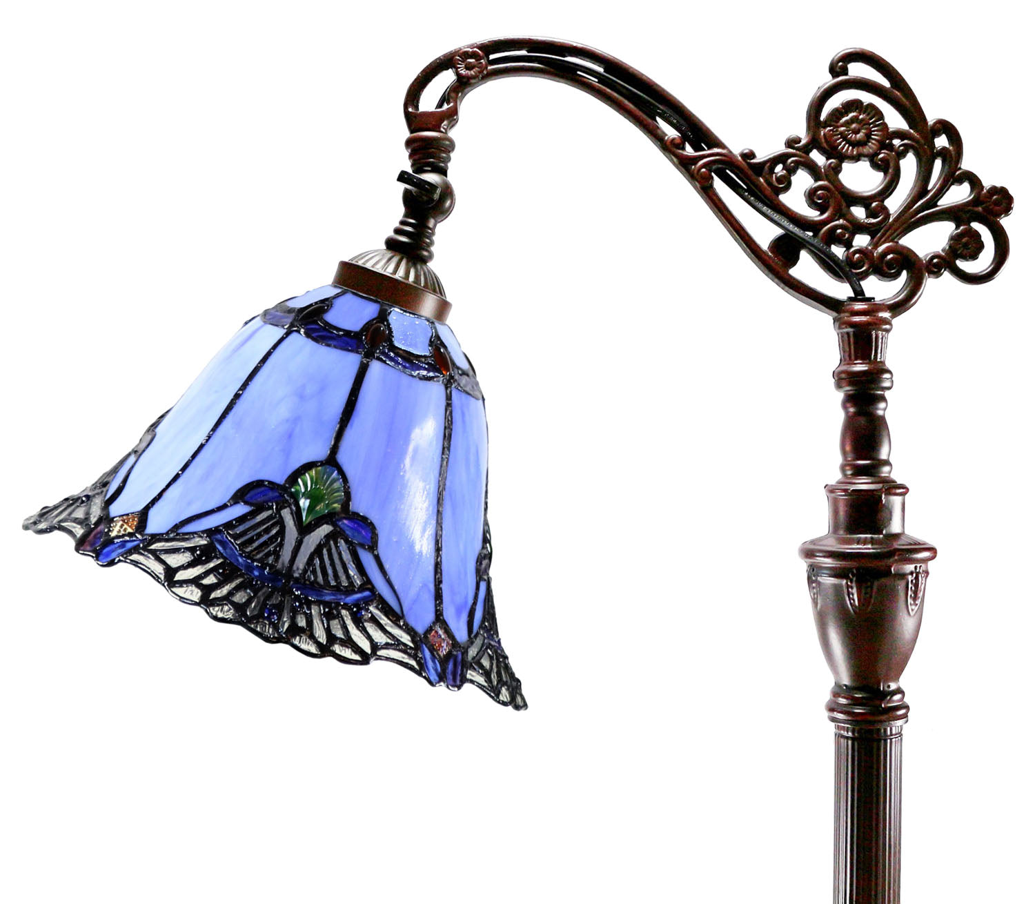 Baroque Accent Style Leadlight Stained Glass Bridge Arm Tiffany  Floor Lamp