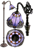 Baroque Accent Style Leadlight Stained Glass Bridge Arm Tiffany  Floor Lamp