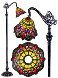 Dragonfly Style Leadlight Stained Glass Bridge Arm Tiffany  Floor Lamp