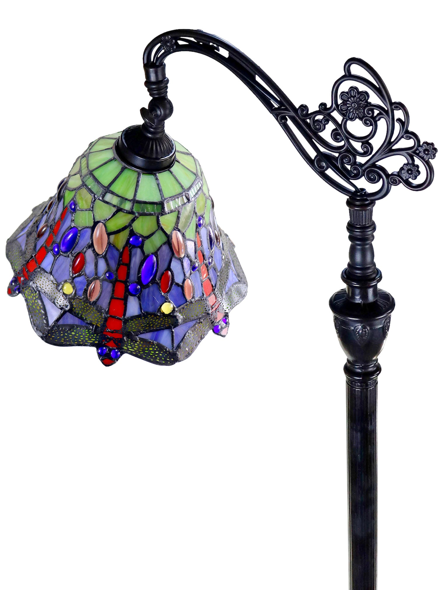 Dragonfly Style Leadlight Stained Glass Bridge Arm Tiffany  Floor Lamp