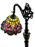 Dragonfly Style Leadlight Stained Glass Bridge Arm Tiffany  Floor Lamp