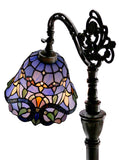 Blue Victorian Leadlight Stained Glass Bridge Arm Tiffany  Floor Lamp