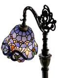 Blue Victorian Leadlight Stained Glass Bridge Arm Tiffany  Floor Lamp