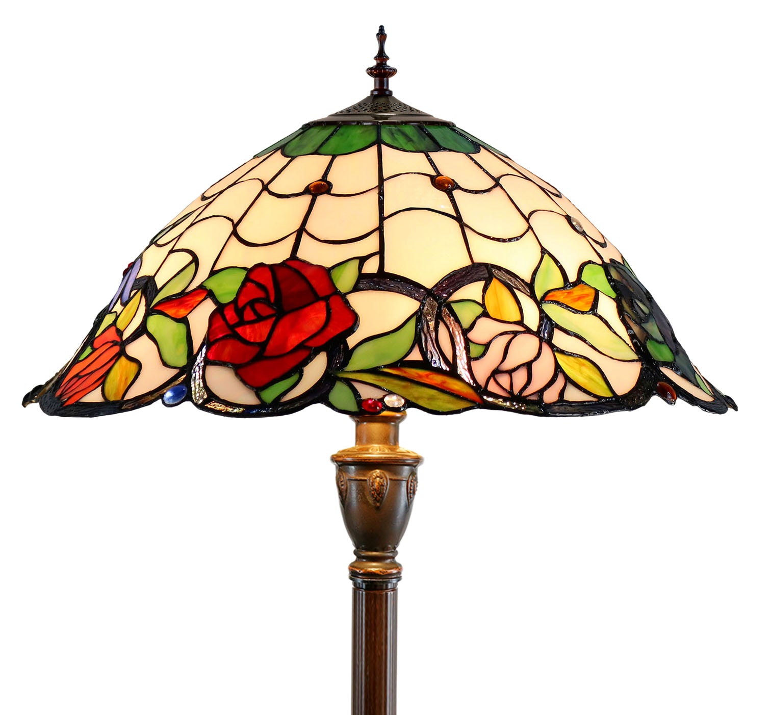 Huge 20" Dragonfly Garden Flower Tiffany Floor Lamp