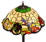Huge 20" Dragonfly Garden Flower Tiffany Floor Lamp