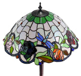 Huge 20" Dragonfly Garden Flower Tiffany Floor Lamp