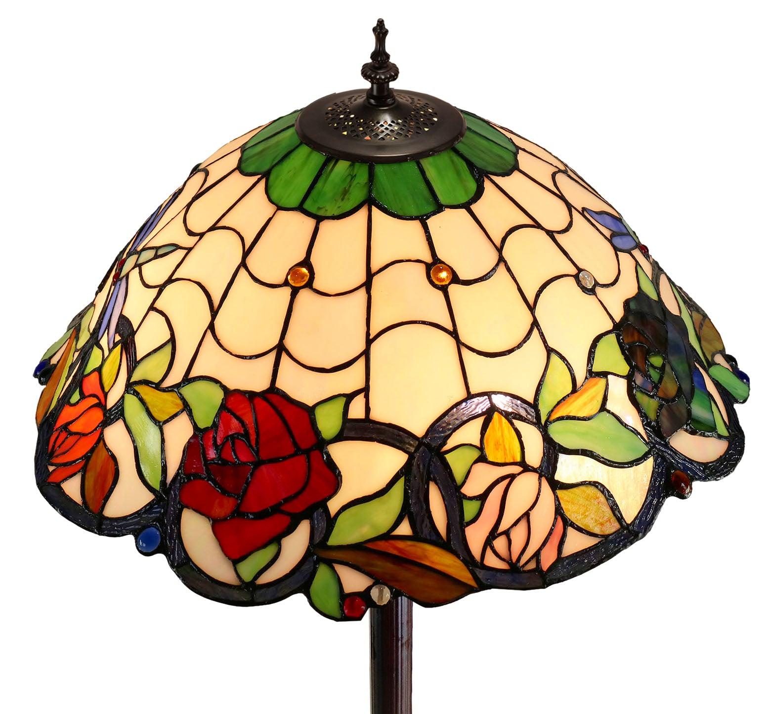 Huge 20" Dragonfly Garden Flower Tiffany Floor Lamp