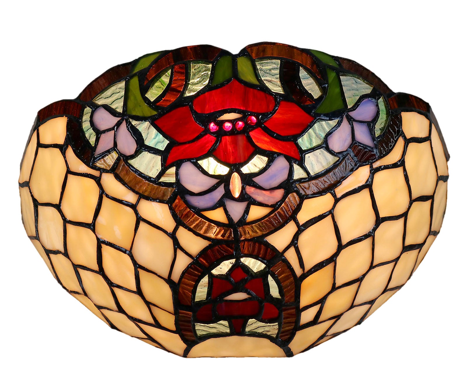12" Flower Poppy Tiffany Style Stained Glass Wall Sconces