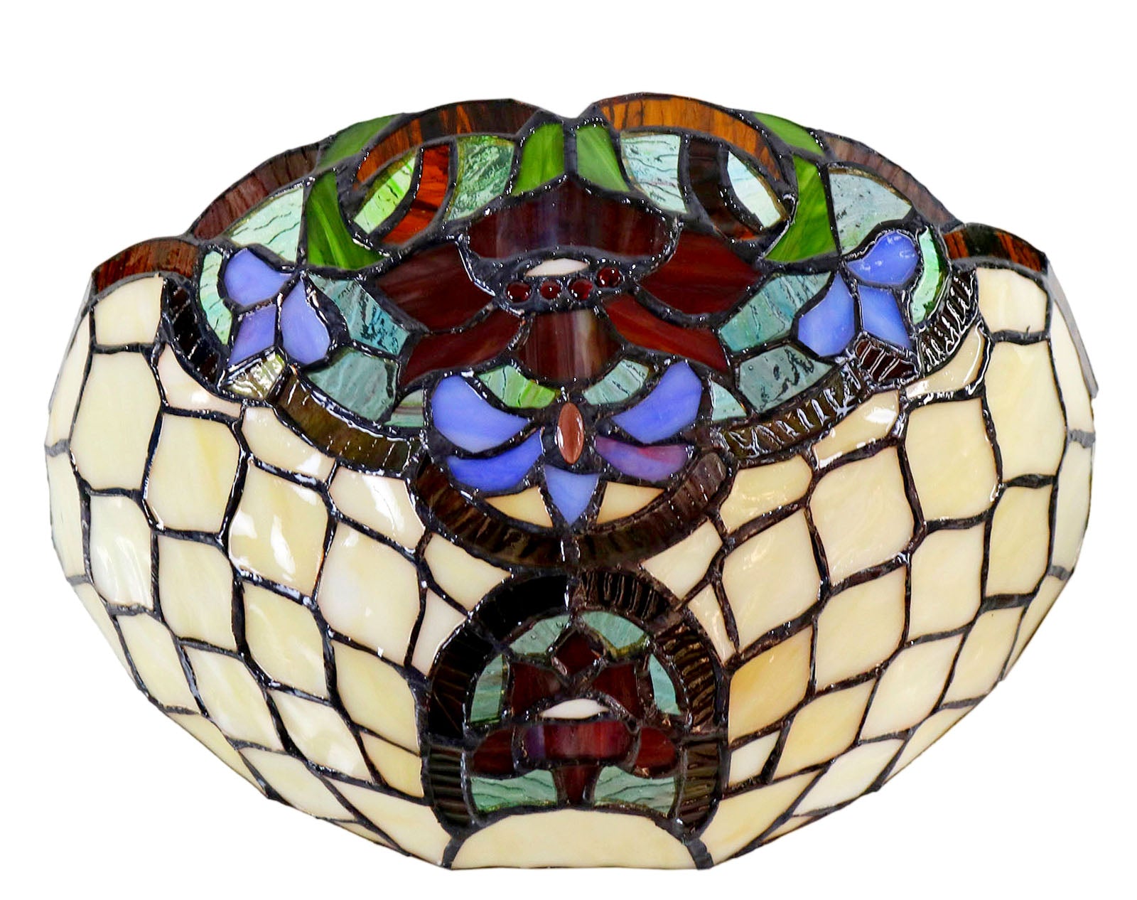 12" Flower Poppy Tiffany Style Stained Glass Wall Sconces