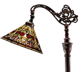 Amazing  octagonal shade Leadlight Stained Glass Bridge Arm Tiffany  Floor Lamp