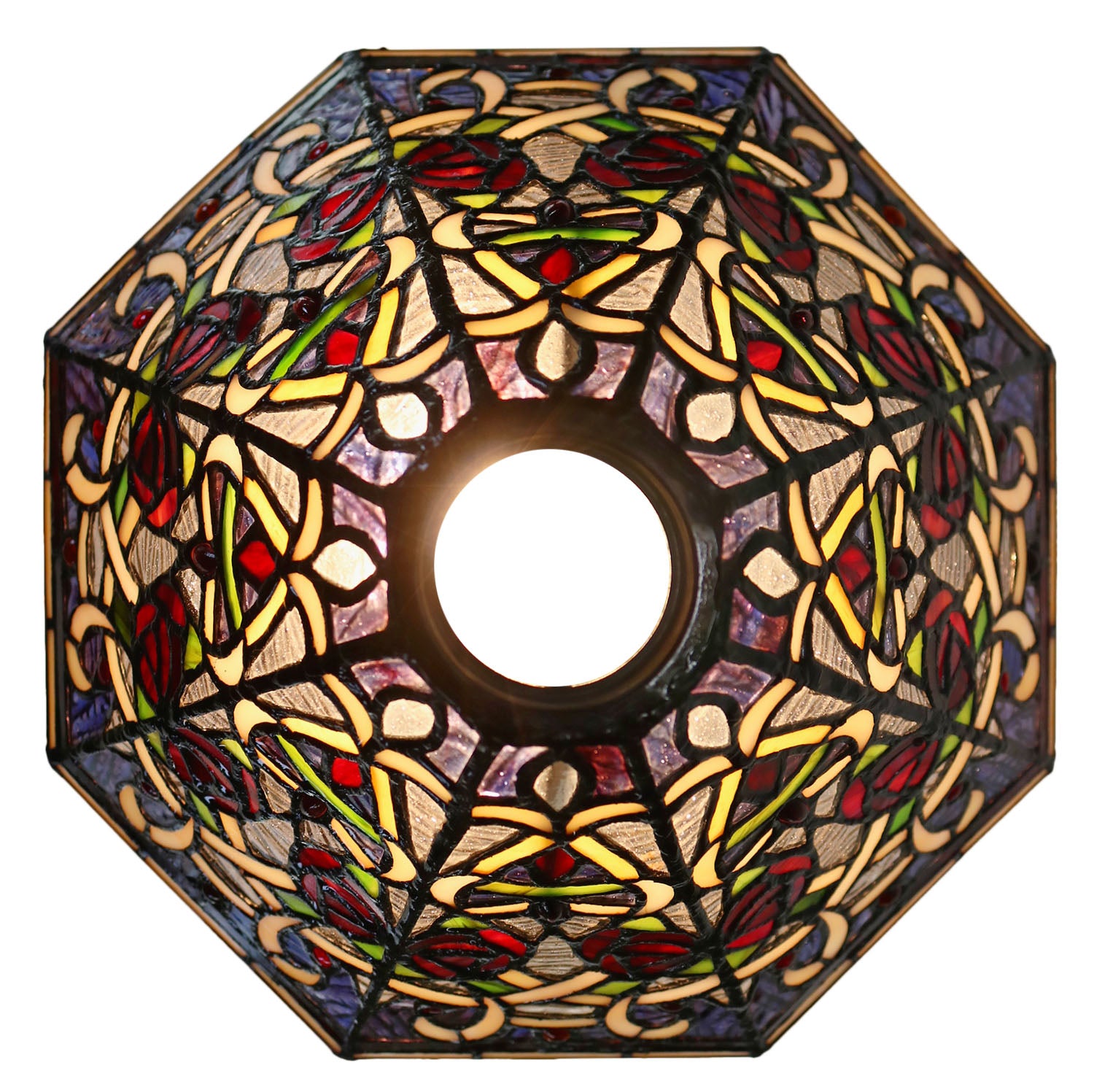 Amazing  octagonal shade Leadlight Stained Glass Bridge Arm Tiffany  Floor Lamp