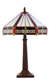 Tiffany Lamp Hexagon Shade Stained Glass Table Lamp  with Intricate Filigree Accent