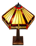 Tiffany Lamp Hexagon Shade Stained Glass Table Lamp  with Intricate Filigree Accent