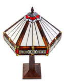 Tiffany Lamp Hexagon Shade Stained Glass Table Lamp  with Intricate Filigree Accent
