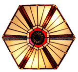 Tiffany Lamp Hexagon Shade Stained Glass Table Lamp  with Intricate Filigree Accent