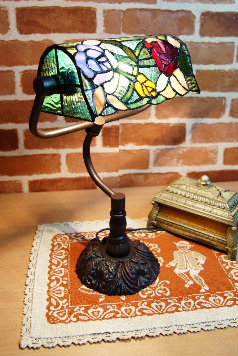 Romantic Rose Style Tiffany Banker Lamps