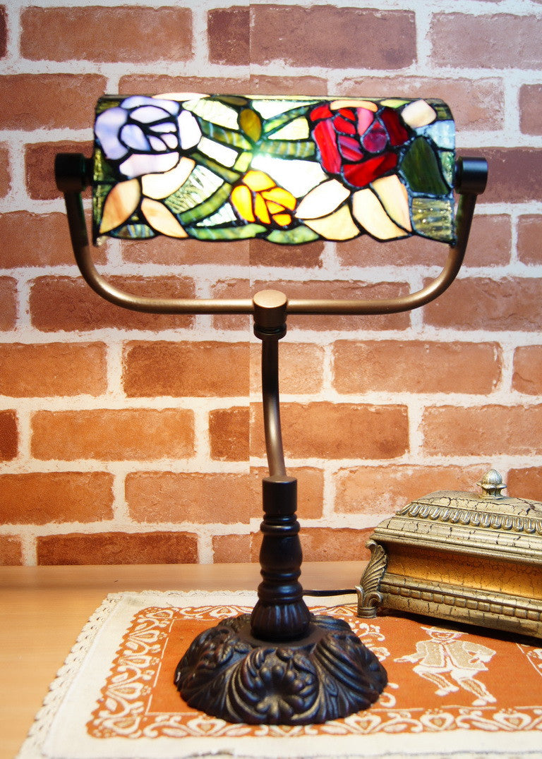 Romantic Rose Style Tiffany Banker Lamps