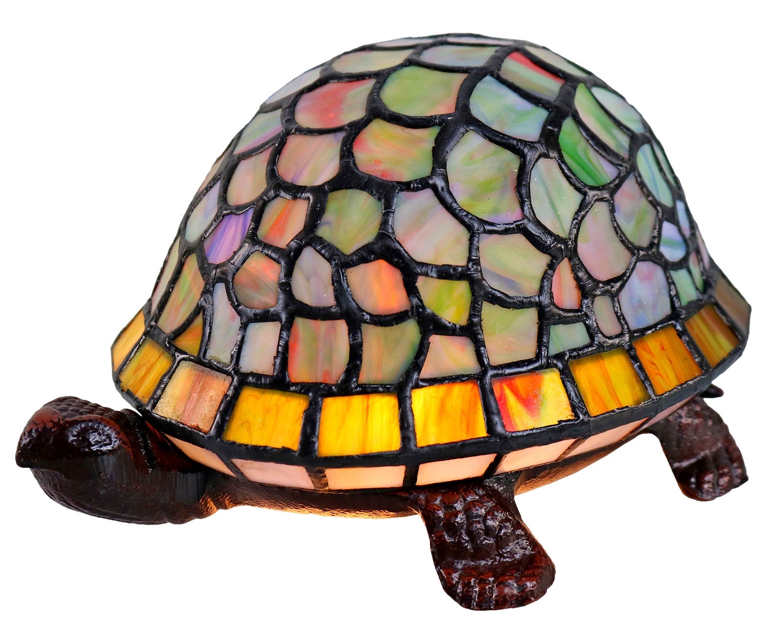 Cute Colorful Turtle Tiffany Leadlight Art Deco Stained Glass Accent Lamp