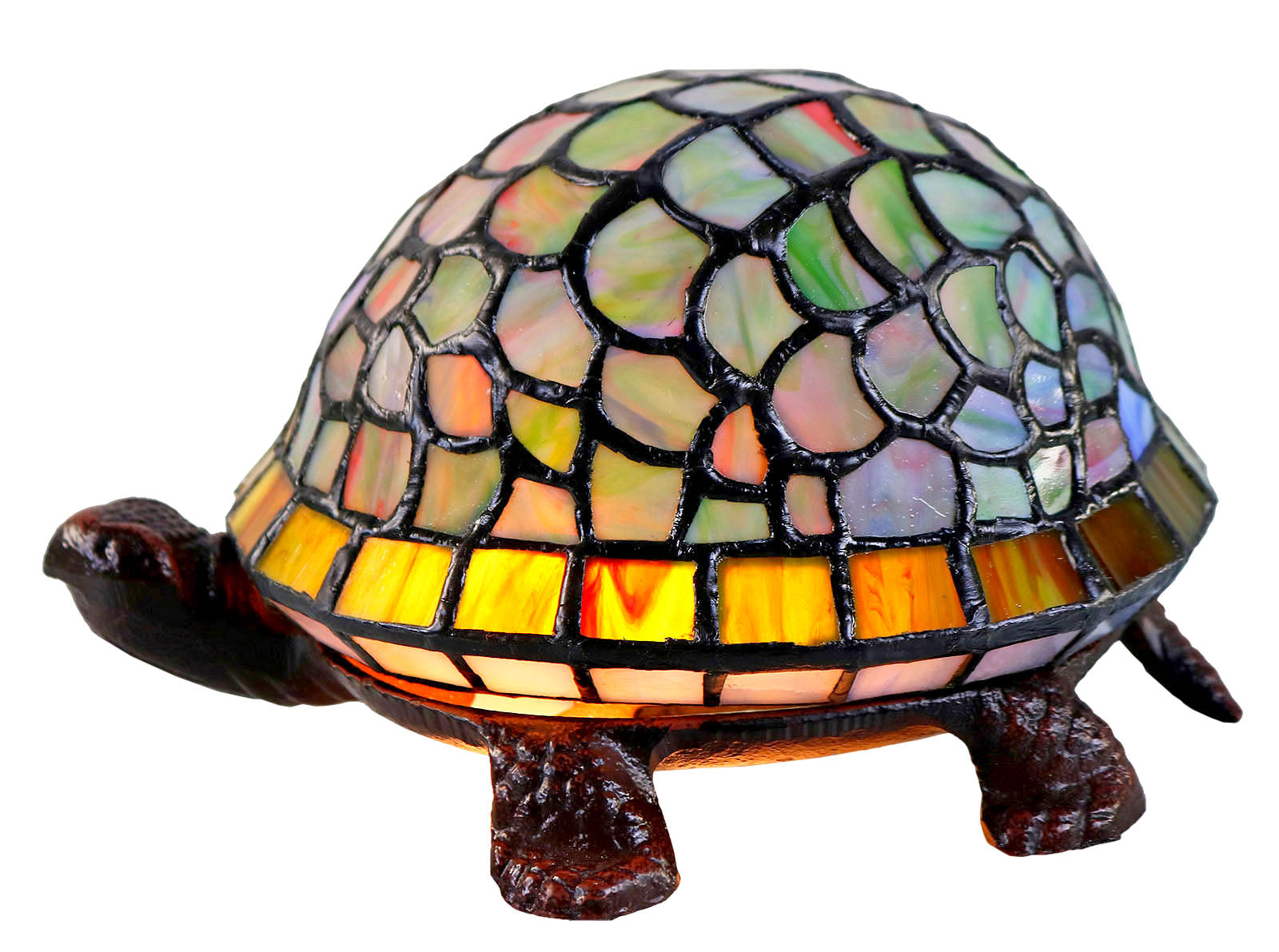 Cute Colorful Turtle Tiffany Leadlight Art Deco Stained Glass Accent Lamp