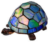 Blue and Green Turtle Tiffany Leadlight Art Deco Stained Glass Accent Lamp