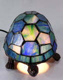 Blue and Green Turtle Tiffany Leadlight Art Deco Stained Glass Accent Lamp