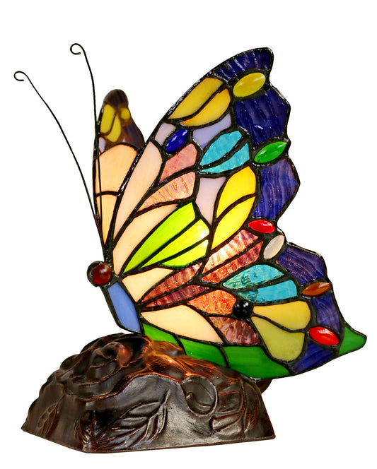 Colorful Butterfly  Tiffany Leadlight Stained Glass Art Deco Table Lamp