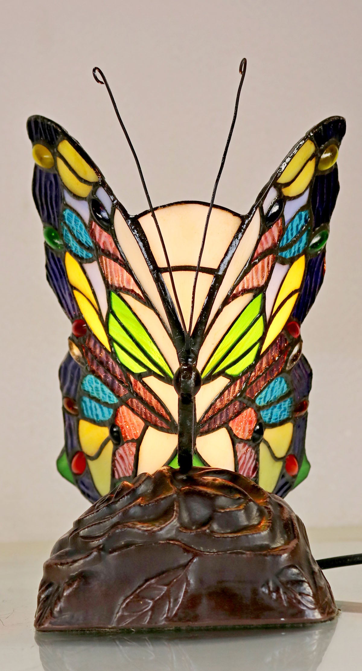 Colorful Butterfly  Tiffany Leadlight Stained Glass Art Deco Table Lamp