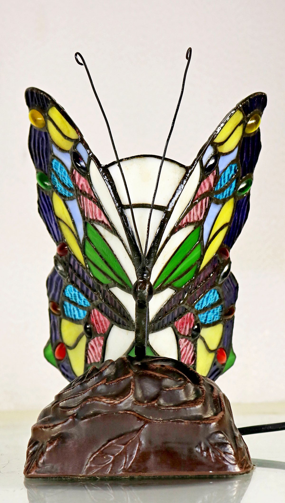 Colorful Butterfly  Tiffany Leadlight Stained Glass Art Deco Table Lamp